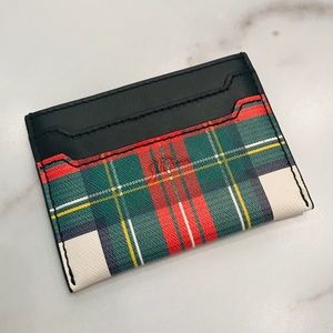 J.CREW Leather Plaid Tartan Card Holder Wallet